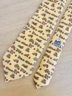 【美品】HERMES エルメス シルクネクタイ イエローのサムネイル