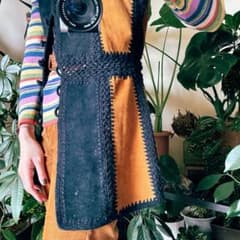 70s Shana Lee スエード　レザー　クロシェ　ベスト 70s Shana Lee スエード レザー クロシェ ベスト - メルカリ
