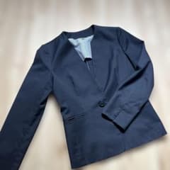 ネイビー ノーカラージャケットのサムネイル