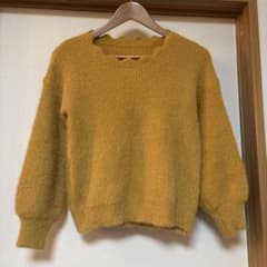 スカラップネック シャギーニット 長袖 マスタードのサムネイル