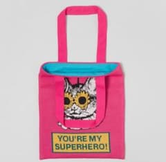 ニットトートバッグ　HERO！　ピンク　ヒグチユウコ　ボリス雑貨店　編み物堀ノ内 ニットトートバッグ HERO！ ピンク ヒグチユウコ ボリス雑貨店 編み物