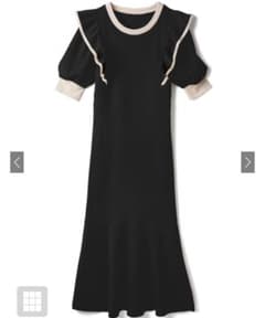 ★新品未使用★配色パイピングフリルマーメイドフレアワンピースのサムネイル