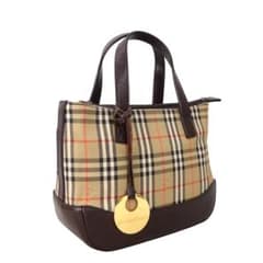 本物 美品 □バーバリー□ ミニハンドバッグ ノバチェック キャンバス 
