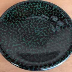伝統工芸品・箱付き】津軽塗 変り塗 銘々皿 菓子皿 1枚（緑×黒
