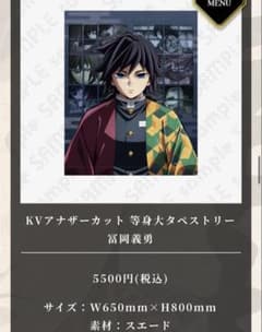 鬼滅の刃 冨岡義勇 柱稽古編 KV アナザーカット 等身大タペストリー 鬼滅の刃 柱稽古編 KVアナザーカット 等身大タペストリー 冨岡義勇