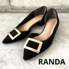 美品☆RANDA パンプス ブラック ゴールドバックル 22.5cmのサムネイル