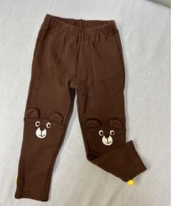 キッズ服 裏起毛 パンツ 100 茶色 くまのサムネイル