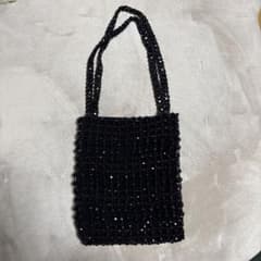 ビーズ手提げバック　黒のサムネイル
