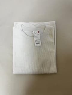 UNIQLO ワッフルクルーネックT 長袖 オフホワイト 3XLのサムネイル