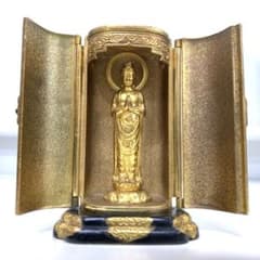 【24金メッキ】厨子入り 聖観音菩薩 仏像 渡辺景秋 高岡銅器 宗派問わず 24金メッキ】厨子入り 聖観音菩薩 仏像 渡辺景秋 高岡銅器 宗派問わず
