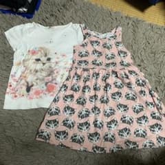 H&M ワンピース ＆Tシャツ ネコちゃんセットのサムネイル