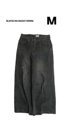 値下げ可　BLESSU BU BAGGY DENIM フェードブラック Mのサムネイル