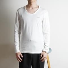 BURBERRY BLACKLABEL ロングTシャツ 胸元ロゴ 白/TW78