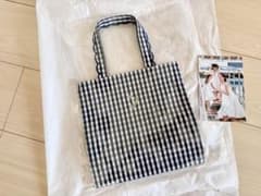 新品　elu. エル　elu フルールトート　 スクエアスモール チェック 新品】elu. エル フルールトート ギンガムチェック ブラック×ネイビー