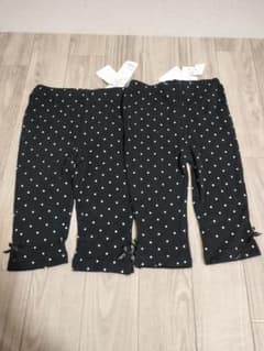 新品　女の子　レギンス　水玉模様、黒　　８0cm  　綿１００％　　２点セットのサムネイル