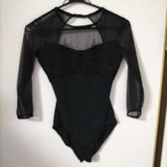 チャコット ブラック レオタード 長袖 メッシュ切替 Lサイズ 中古品