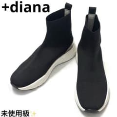 未使用級 プラスダイアナ +diana ソックスシューズ ブラック スニーカー