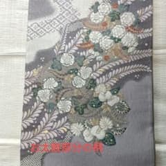 袋帯、藤色地に辻が花の豪華刺繍帯 - メルカリ