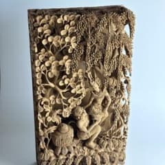 アンティーク インドネシア バリ彫刻 細密木彫 置物 仏教美術 神 細密