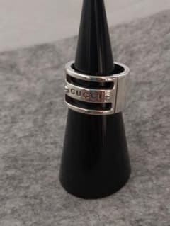 GUCCIリング　ビス　ロゴ　ワイドリング　シルバー　#11のサムネイル