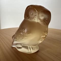 ラリック フクロウ ガラス LALIQUE 黄色系 - メルカリ