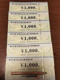 ビックカメラ 株主優待券 6枚セット ¥6,000のサムネイル