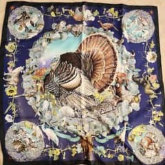 レア ビンテージ【HERMES】カレ90 テキサス 動植物 スカーフ エルメス