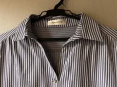 最終価格。大きいサイズ七分袖被りストライプブラウス