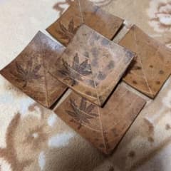木製 茶托 5枚セット 葉っぱ模様のサムネイル