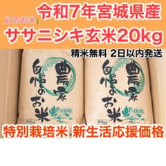新生活応援令和7年宮城県産ササニシキ玄米20kg精米無料 特別栽培米