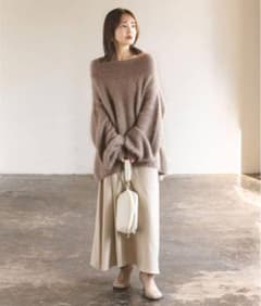 【超美品】NOBLE ファーニットオフショルプルオーバー　ブラウン NOBLE【ノーブル】 ファーニットオフショルプルオーバー 新品ブラウンD