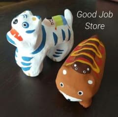 【無印良品✿副缶】Good Job Store　縁起物　張子　寅 とら・戌 いぬ