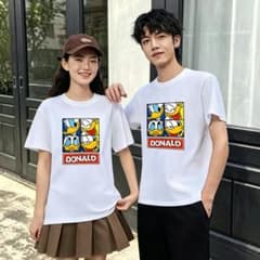 未使用 ドナルドダック プリント 親子お揃いコーデ 半袖 T シャツ BX115のサムネイル