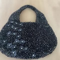 ワイヤー編み込み黒ハンドバッグのサムネイル