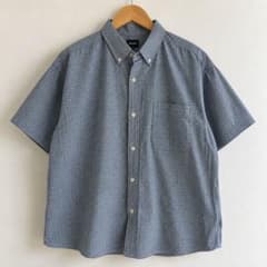 BEAMS ビームス 半袖チェックシャツ ボタンダウン M ブルーのサムネイル