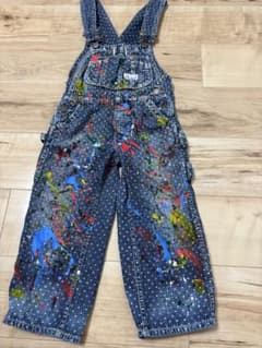 DENIM DUNGAREE ダメージ加工ペンキ飛ばしオーバーオール 100 - メルカリ
