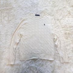 ✨極美品✨ ポロ ラルフローレン ケーブルニット ホワイト L 綿100%