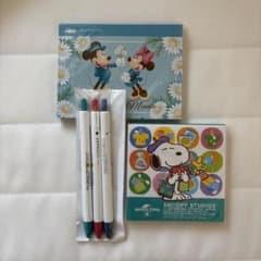 ミッキー、スヌーピーメモ帳&ペンセットのサムネイル