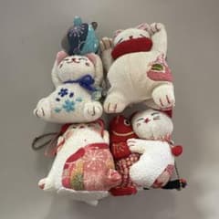 招き猫 ぬいぐるみ キーホルダー 4点セットのサムネイル
