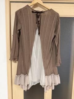 axes femme リブカーディガン ブラウン フリルのサムネイル