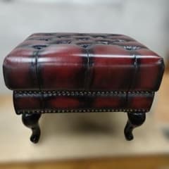 新品未使用　本革　ダークレッド レザー スツール ボタンタッセル仕上げ 新品未使用 本革 ダークレッド レザー スツール ボタンタッセル仕上げ