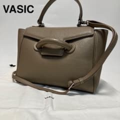 q24【美品】ヴァジック エバー ミニ グレージュ レザー 2wayショルダー 