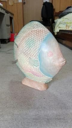 魚 値下げ フィッシュ 幸せ 置物 木製のサムネイル