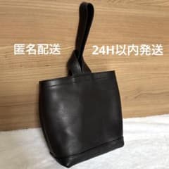 タイムセール　巾着バック denshell レザー　黒　ブラック　本革　ハンド m49170594094_1.jpg?1783406121