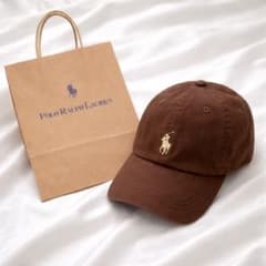 新品正規品 POLO ポロラルフローレン キャップ ブラウン ホワイト