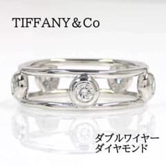 TIFFANY&Co Pt950 ダイヤモンド ダブルワイヤー リング - メルカリ
