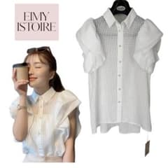 eimyistoire 完売♡タグ付き新品♡ ラッフルパフシアーギンガムブラウス 新品】eimy istoire ラッフルパフシアーギンガムチェックブラウス