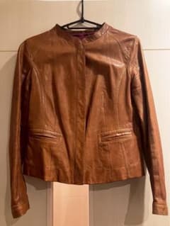 トゥモローランド　ブラウンレザー ライダースジャケットのサムネイル