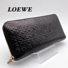 ロエベ LOEWE リピート アナグラム 長財布 ラウンドジップ 黒 ブラック