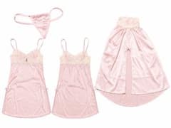 サテンランジェリー 2点セット ピンク M相当 ナイトウェアのサムネイル